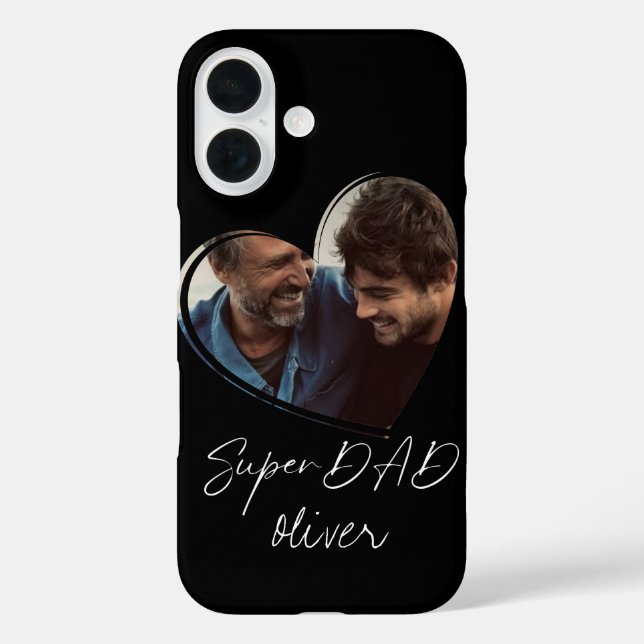Trendy Black SuperDAD Modern Photo  Case-Mate iPhone Case (Back)