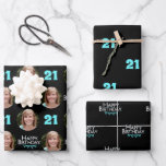 Trendy Black Teal Photo Collage 21st Birthday Wrapping Paper Sheet<br><div class="desc">Wrap up those gifts in style with this co-ordinated birthday paper pack.</div>
