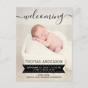 Trendy Black & White Birth Announcement