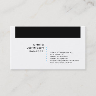 Trendy Black White Blue Manager Business Card