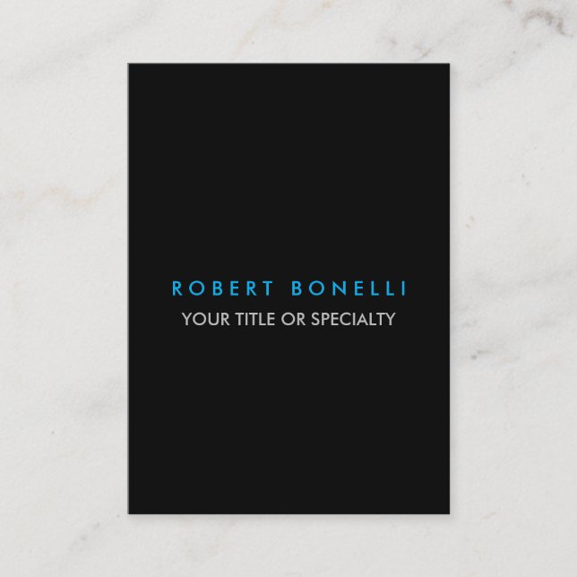 Trendy Black White Blue Minimalist Plain Business Card (Front)