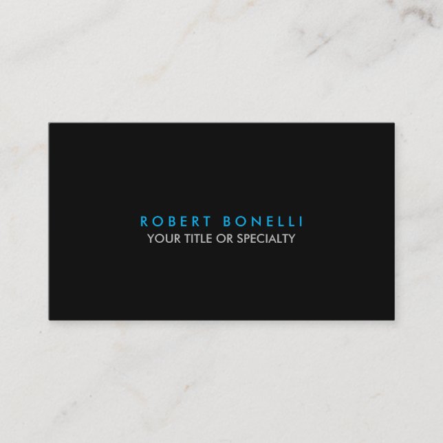 Trendy Black White Blue Standard Business Card (Front)