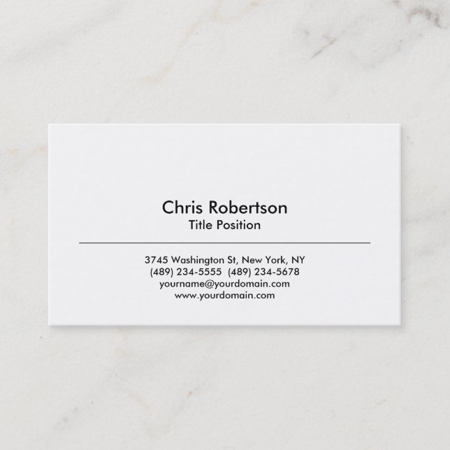 Trendy Black White Charming Business Card (Front)