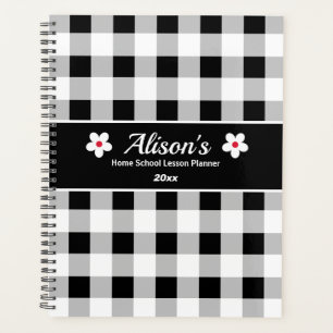 Trendy Black White Checkered Homeschool Lesson Planner