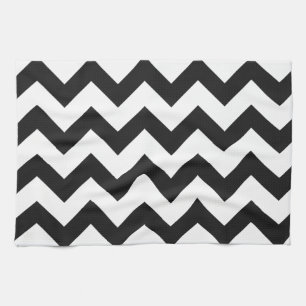 Trendy Black & White Chevron Pattern Tea Towel