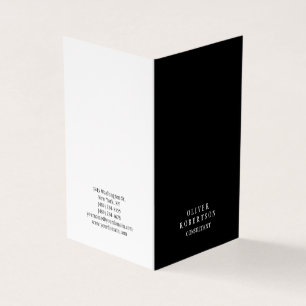 Trendy Black White Creative Unique Simple Plain Business Card
