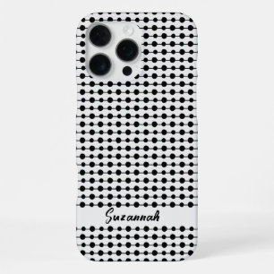 Trendy Black White Dots Lines Pattern Custom Name iPhone 16 Pro Max Case