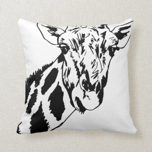 Trendy Black White Giraffe Decorative Throw Pillow
