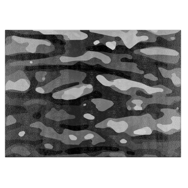Trendy Black White Grey Abstract Pattern Cutting Board (Front)