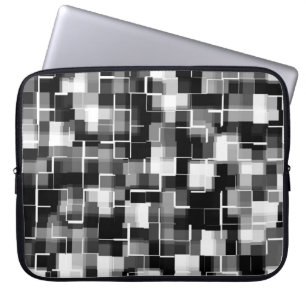 Trendy Black White Grey Abstract Pattern Laptop Sleeve
