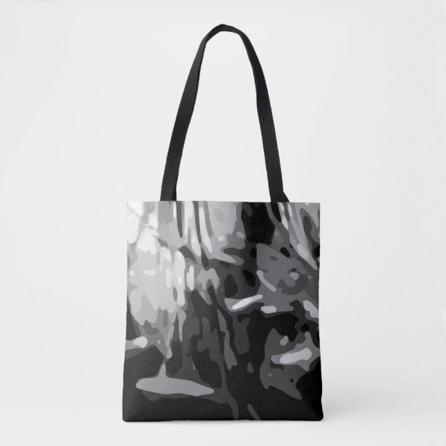 Trendy Black White Grey Camo Pattern Tote Bag (Front)