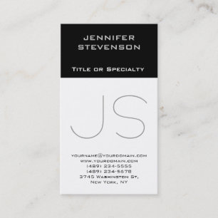 Trendy Black White Grey Monogram Business Card