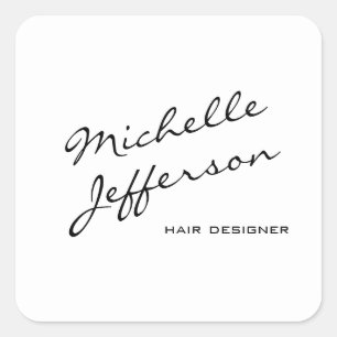 Trendy Black & White Hair Dresser Profile Card Square Sticker