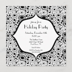 Trendy Black & White Holiday Party Invitation