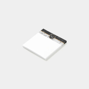 Trendy Black & White Marble Stone -Add Your Letter Post-it Notes