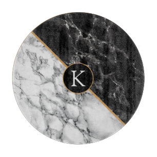 Trendy Black & White Marble Stone - Customisable - Cutting Board