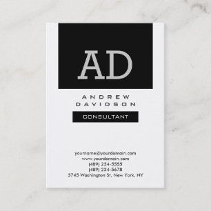Trendy Black White Modern Monogram Business Card