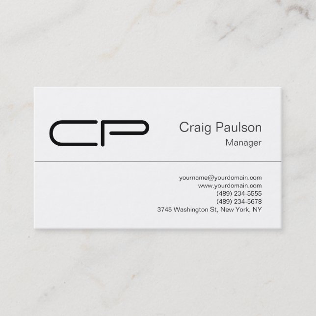 Trendy Black White Modern Monogram Business Card (Front)