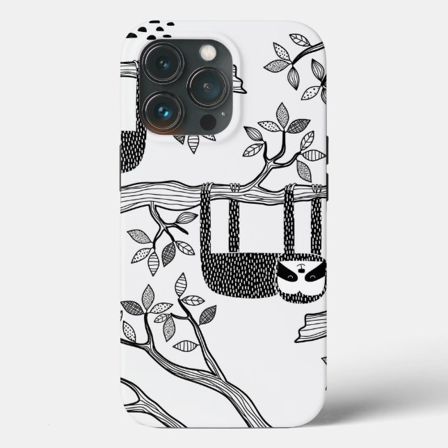 Trendy BLack White Modern Sloth Tough Case (Back)