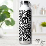 Trendy Black White Monogram Water Bottle<br><div class="desc">Fun and trendy design with this leopard print or cheetah pattern accent. Personalise this water bottle with an initial. You can even add a name over the letter if you'd like. Change out the background and font colours and typography to anything you want. You can even change the colour of...</div>