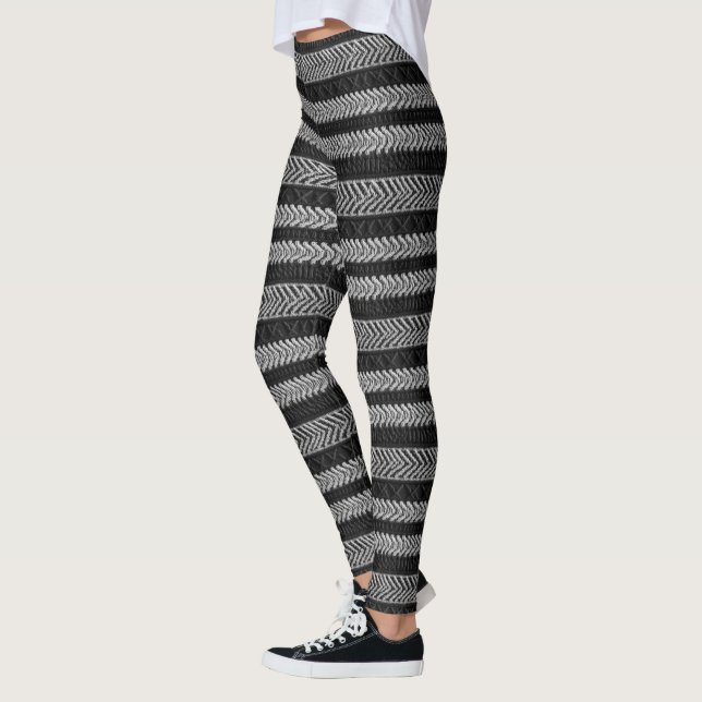Trendy Black/White Pattern Leggings (Left)