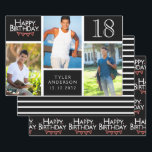Trendy Black White Photo Collage 18th Birthday Wrapping Paper Sheet<br><div class="desc">Wrap up those gifts in style with this co-ordinated birthday paper pack. The first sheet features a trendy photo collage design which has space for three photographs. You can add the name of the person celebrating their birthday as well as their age and birthday date. The second sheet is a...</div>