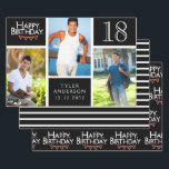 Trendy Black White Photo Collage 18th Birthday Wrapping Paper Sheet<br><div class="desc">Wrap up those gifts in style with this co-ordinated birthday paper pack. The first sheet features a trendy photo collage design which has space for three photographs. You can add the name of the person celebrating their birthday as well as their age and birthday date. The second sheet is a...</div>