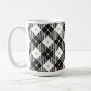 Trendy Black White Plaid Pattern Coffee Mug