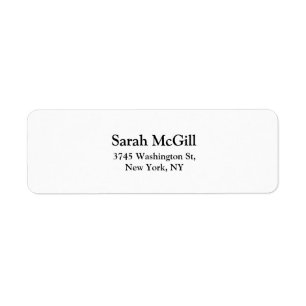 Trendy Black & White Plain Elegant Modern Legible Return Address Label