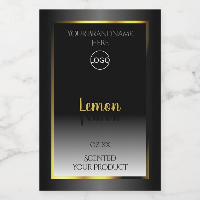 Trendy Black White Product Labels Gold Frame Logo (Single Label)