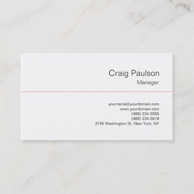 Trendy Black White Red Manager Business Card (Front)