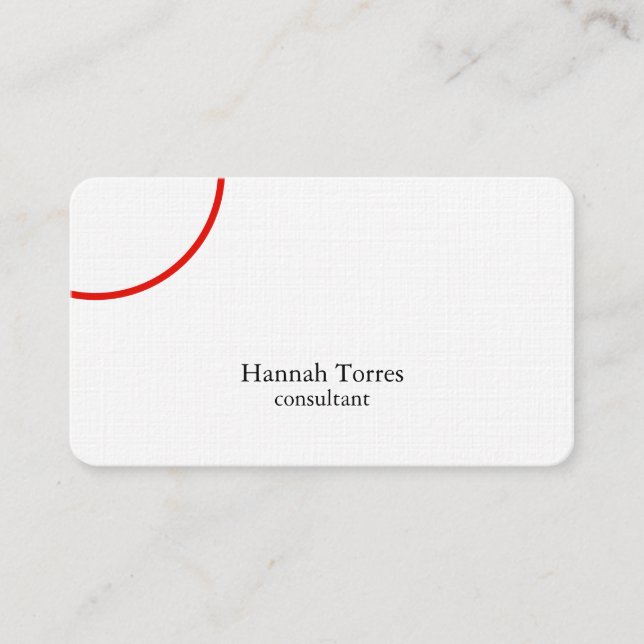 Trendy Black & White Red Plain Creative Modern Business Card (Front)