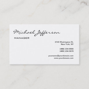Trendy Black & White Script Manager Business Card