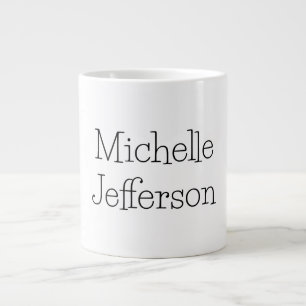 Trendy Black & White Script Name Chic Large Coffee Mug
