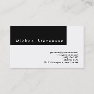 Trendy Black White Simple Plain Business Card