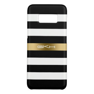 Trendy Black & White Stripes Gold Accent Case-Mate Samsung Galaxy S8 Case