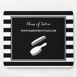 Trendy Black White Stripes Hair and Beauty Salon Mouse Pad