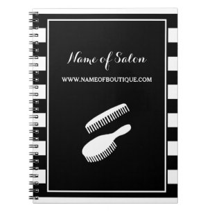 Trendy Black White Stripes Hair and Beauty Salon Notebook