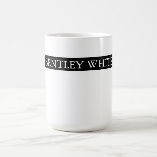 Trendy Black White Stylish Simple Plain Your Name Coffee Mug