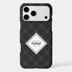 Trendy Black white tartan Personalise Monogram