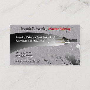 Trendy Black White Watercolor Paint House Painters Business Card