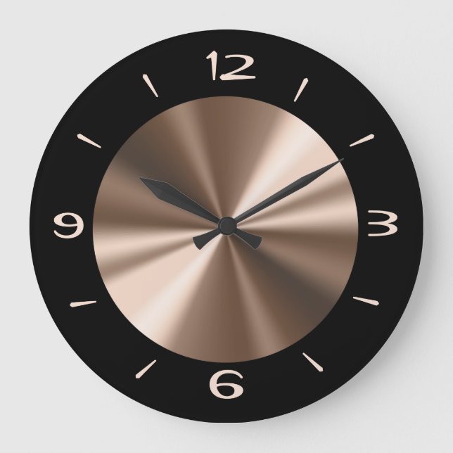 Trendy Black with Bronze Centre Wall Clock (Front)