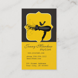 Trendy Black Yellow Cute Black Bird Beauty Spa Appointment Card