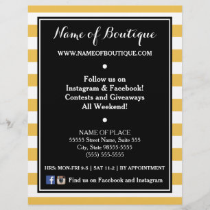 Trendy Black Yellow Stripes Boutique Events Flyer