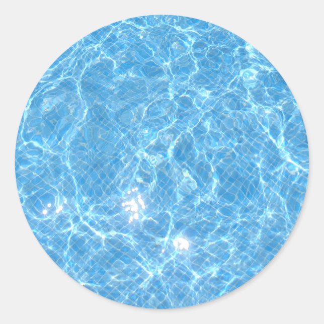 Trendy Blank Template Custom Swimming Pool Blue Classic Round Sticker (Front)