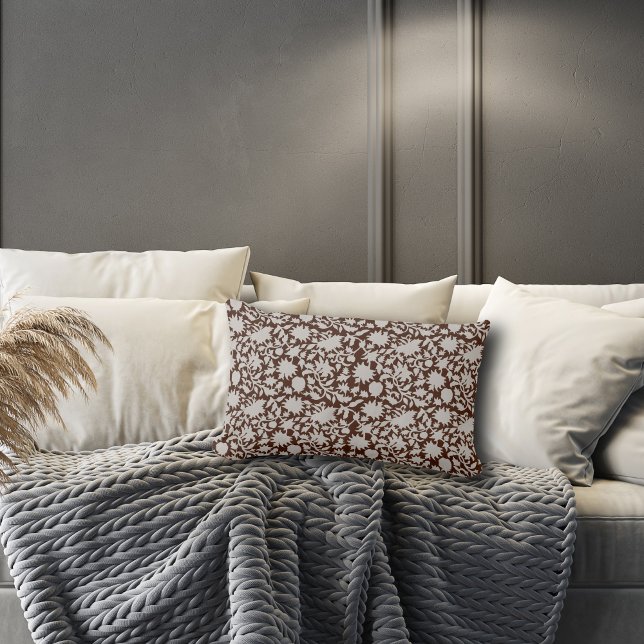 Trendy Block Print inspired Brown Lumbar Cushion (Creator Uploaded)