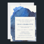 Trendy Blue Abstract Watercolor Bat Bar Mitzvah Invitation<br><div class="desc">Trendy Blue Indigo Abstract Watercolor Bat Bar Mitzvah Invitation</div>