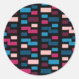 Trendy Blue and Pink City Night Cool Home Pattern Classic Round Sticker