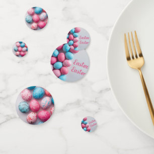 Trendy Blue and Pink Easter Eggs Pattern Paper  Confetti
