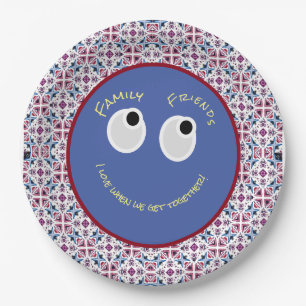 Trendy Blue and Red Digital Pattern Paper Plate